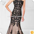 Sexy Black Lace Custom Made Designer Floor Longueur épaules Long Evening Party Wear Mermaid Black Evening Dress